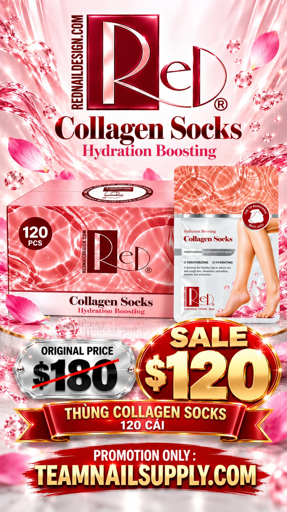 RED Collagen Socks - Hydration Boosting - 120 pcs