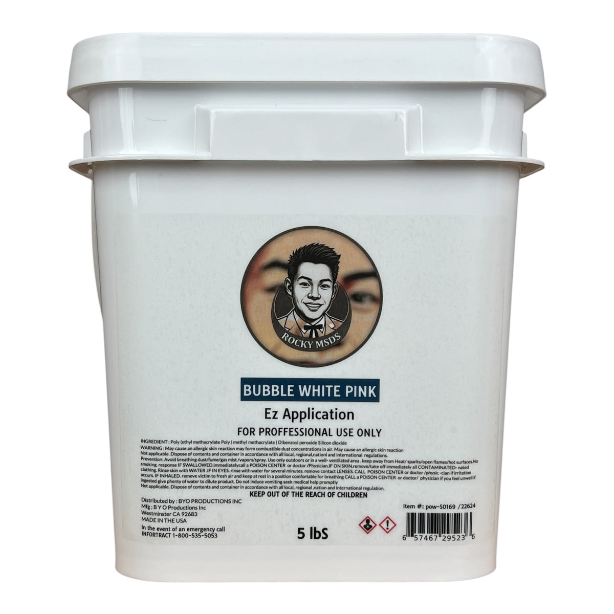Rocky MDSD Bubble White Pink Nail Powder 5lbs [Buy 1 Free 1 Base 1 Top Rocky TPO HEMA Free]